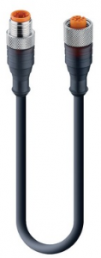 Sensor-Aktor Kabel, M12-Kabelstecker, gerade auf M12-Kabeldose, gerade, 4-polig, 0.3 m, PUR, schwarz, 4 A, 62540
