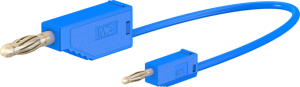 Messleitung mit (2 mm Stecker, gefedert, gerade) auf (4 mm Stecker, gefedert, gerade), 450 mm, blau, PVC, 0,5 mm², CAT O