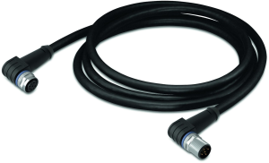 Sensor-Aktor Kabel, M12-Kabeldose, abgewinkelt auf M12-Kabelstecker, abgewinkelt, 3-polig, 2 m, PUR, schwarz, 4 A, 756-5404/030-020