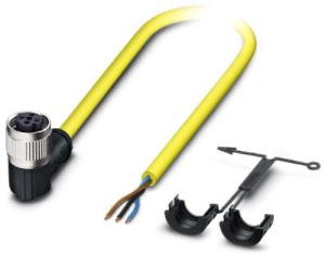 Sensor-Aktor Kabel, M12-Kabeldose, abgewinkelt auf offenes Ende, 3-polig, 5 m, PVC, gelb, 4 A, 1409536
