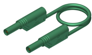 Messleitung mit (4 mm Stecker, gefedert, gerade) auf (4 mm Stecker, gefedert, gerade), 250 mm, grün, PVC, 1,0 mm², CAT II