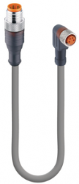 Sensor-Aktor Kabel, M12-Kabelstecker, gerade auf M8-Kabeldose, abgewinkelt, 4-polig, 5 m, PUR, grau, 4 A, 55718