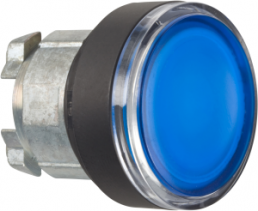 Drucktaster, tastend, Bund rund, blau, Frontring schwarz, Einbau-Ø 22 mm, ZB4BW3637