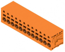 Leiterplattenklemme, 12-polig, RM 5 mm, 0,12-2,5 mm², 20 A, Federklemmanschluss, orange, 1332070000