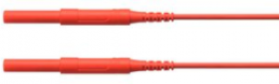 Hochspannungs-Messleitung mit (4 mm Stecker, gefedert, gerade) auf (4 mm Stecker, gefedert, gerade), 2 m, rot, Silikon, 1,3 mm², CAT IV