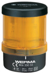 Überwachbare LED-Dauerleuchte, Ø 75 mm, gelb, 24 VDC, IP65
