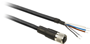 Sensor-Aktor Kabel, M12-Kabeldose, gerade auf offenes Ende, 4-polig, 10 m, PUR, schwarz, 4 A, XZCP11V12L10