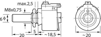 D 20/4W 10% 1K0 KRAH Potentiometers Image 2