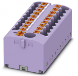 Verteilerblock, Push-in-Anschluss, 0,14-4,0 mm², 19-polig, 24 A, 6 kV, violett, 3273390