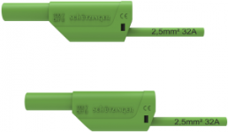 Messleitung mit (4 mm Stecker, gefedert, gerade) auf (4 mm Stecker, gefedert, gerade), 2 m, grün, PVC, 2,5 mm², CAT II