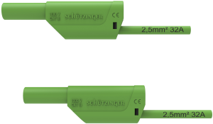 Messleitung mit (4 mm Stecker, gefedert, gerade) auf (4 mm Stecker, gefedert, gerade), 1.5 m, grün, PVC, 2,5 mm², CAT II