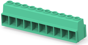 Leiterplattenklemme, 10-polig, RM 15 mm, 0,5-41 mm², 130 A, Schraubanschluss, grün, 1-1986713-0