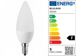 LED-Lampe, E14, 5 W, 470 lm, 240 V (AC), 4000 K, 230 °, matt, weiß, F