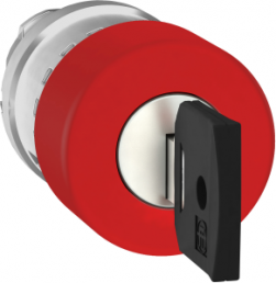Drucktaster, Bund rund, rot, Frontring silber, Einbau-Ø 22 mm, ZB4BS934