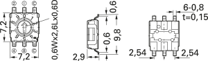 Kodier-Drehschalter, 10-polig, BCD-Real, gerade, 100 mA/5 VDC, S-7010EMB