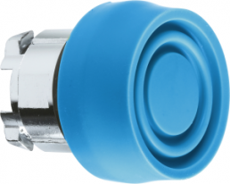Drucktaster, tastend, Bund rund, blau, Frontring silber, Einbau-Ø 22 mm, ZB4BP6S