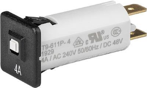 Schutzschalter, 1-polig, T-Charakteristik, 15 A, 48 V (DC), 240 V (AC), Flachstecker 6,3 x 0,8 mm, Snap-in, IP40