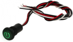 Drucktaster, 1-polig, schwarz, beleuchtet (rot), 0,1 A/28 V, Einbau-Ø 15.5 mm, IP67/IP69K, IXP3W02RRXN9
