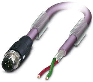 Sensor-Aktor Kabel, M12-Kabelstecker, gerade auf offenes Ende, 2-polig, 5 m, PUR, violett, 4 A, 1518038