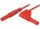 Messleitung mit (4 mm Stecker, gefedert, gerade) auf (4 mm Stecker, gefedert, abgewinkelt), 1 m, rot, PVC, 2,5 mm², CAT III