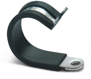 Kabelschelle, max. Bündel-Ø 22 mm, Stahl, verzinkt, schwarz/silber