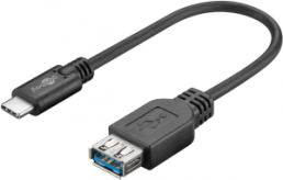 USB 3.0 Adapterleitung, USB Buchse Typ A auf USB Stecker Typ C, 0.2 m, schwarz