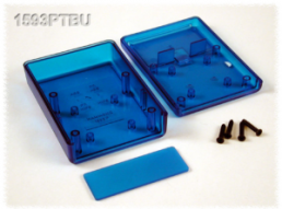 ABS Gerätegehäuse, (L x B x H) 92 x 66 x 28 mm, blau/transparent, IP54, 1593PTBU