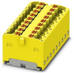 Verteilerblock, Push-in-Anschluss, 0,14-2,5 mm², 18-polig, 17.5 A, 6 kV, gelb, 3002770