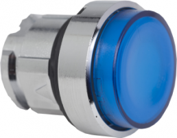 Drucktaster, tastend, Bund rund, blau, Frontring silber, Einbau-Ø 22 mm, ZB4BW163