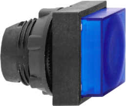 Drucktaster, tastend, Bund quadratisch, blau, Frontring schwarz, Einbau-Ø 22 mm, ZB5CW163