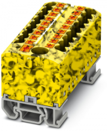 Verteilerblock, Push-in-Anschluss, 0,14-4,0 mm², 19-polig, 24 A, 8 kV, gelb/schwarz, 3274230