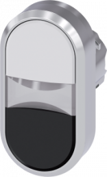 Doppeldrucktaster, beleuchtbar, tastend, Bund oval, weiß/schwarz, Einbau-Ø 22.3 mm, 3SU1051-3AB61-0AA0