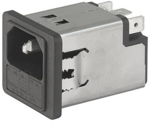 IEC-Stecker-C14, 50 bis 60 Hz, 2 A, 250 VAC, 2 W, 4 mH, Flachstecker 6,3 mm, 5200.0243.1
