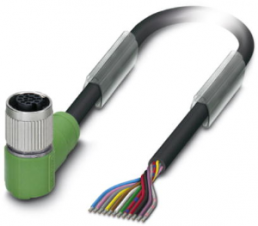 Sensor-Aktor Kabel, M12-Kabeldose, abgewinkelt auf offenes Ende, 12-polig, 1.5 m, PUR, schwarz, 1.5 A, 1430653