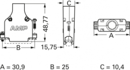 D-Sub Steckverbindergehäuse, Größe: 1 (DE), gerade 180°, Kabel-Ø 5,08 mm, Zinkdruckguss, silber, 5745171-2