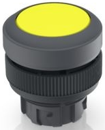 Drucktaster, unbeleuchtet, tastend, Bund rund, gelb, Frontring schiefergrau, Einbau-Ø 22.3 mm, 1.30.240.101/0407