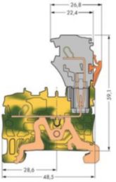 1-Leiter/1-Pin-PE-Basisklemme, Federklemmanschluss, 0,25-4,0 mm², 1-polig, 20 A, 6 kV, gelb/grün, 2022-1207/999-953