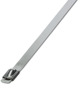Kabelbinder, Edelstahl, (L x B) 838 x 7.9 mm, Bündel-Ø 254 mm, silber, UV-beständig, -80 bis 538 °C