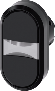Doppeldrucktaster, unbeleuchtet, tastend, Bund oval, schwarz, Einbau-Ø 22.3 mm, 3SU1000-3AB11-0AA0