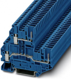 Doppelstockklemme, Schraub-/Steckanschluss, 0,14-4,0 mm², 4-polig, 24 A, 6 kV, blau, 3060364