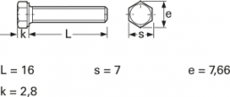 Sechskantschraube, Außensechskant, M4, 16 mm, Stahl, verzinkt, DIN 933/ISO 4017