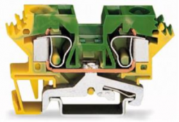 2-Leiter-Schutzleiterklemme, Federklemmanschluss, 0,2-10 mm², 1-polig, gelb/grün, 284-607/999-950