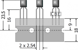 Bipolartransistor, NPN, 100 mA, 65 V, THT, TO-92, BC546C
