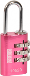 Zahlenschloss, Stufe 2, Bügel (H) 21 mm, pink, Stahl, (B) 20 mm, K10520PIND
