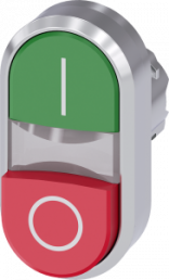 Doppeldrucktaster, beleuchtbar, tastend, Bund rund, grün/rot, Einbau-Ø 22.3 mm, 3SU1051-3BB42-0AK0