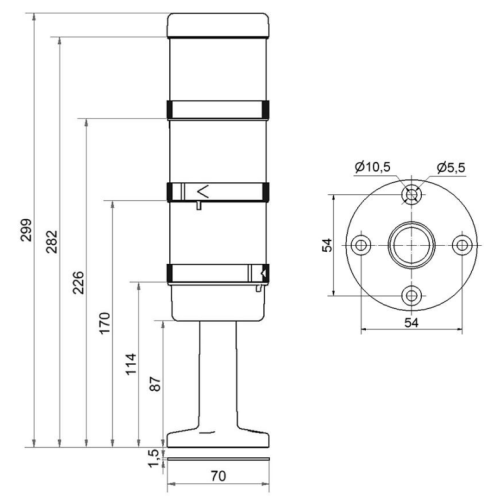 LED-Signalsäule, Ø&nbsp;70 mm, grün/gelb/rot, 24 V AC/DC, IP65, 649 240 05 - 2