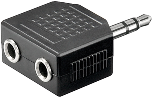Audio-Adapter Klinke/Klinke, 1 x 3,5 mm-Klinkenstecker, stereo, 2 x 3,5 mm-Klink