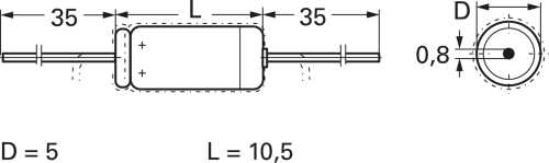 Elektrolytkondensator, 1 &micro;F, 100 V&nbsp;(DC), -10/+30 %, axial, &Oslash;&nbsp;5 mm, MAL203029108E - 2