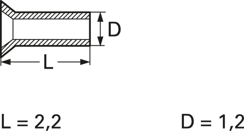 Rohrniete DIN 7340, L 2,2, D 1,2 mm, Kupfer, Senkkopf, 19.98.021 - 2