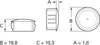 Abdeckkappe, (H) 10.3 mm, Kopf-Ø 19.8 mm, Montage-Ø 17.4 mm, Wandstärke 3,2 mm, - Abdeckkappe, (H) 10.3 mm, Kopf-Ø 19.8 mm, Montage-Ø 17.4 mm, Wandstärke 3,2 mm,  - 2